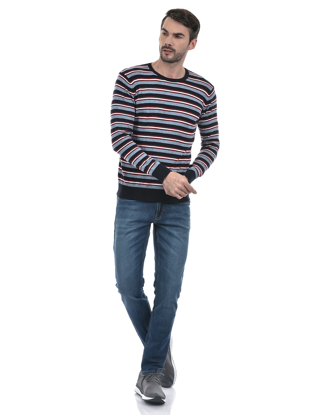 Numero Uno Men Striped Multicolor Sweater